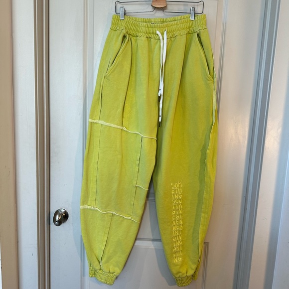 Liam Hodges Aponysus Lime Green Embroidered Heavy Streetwear Joggers, Size XL - Picture 11 of 11